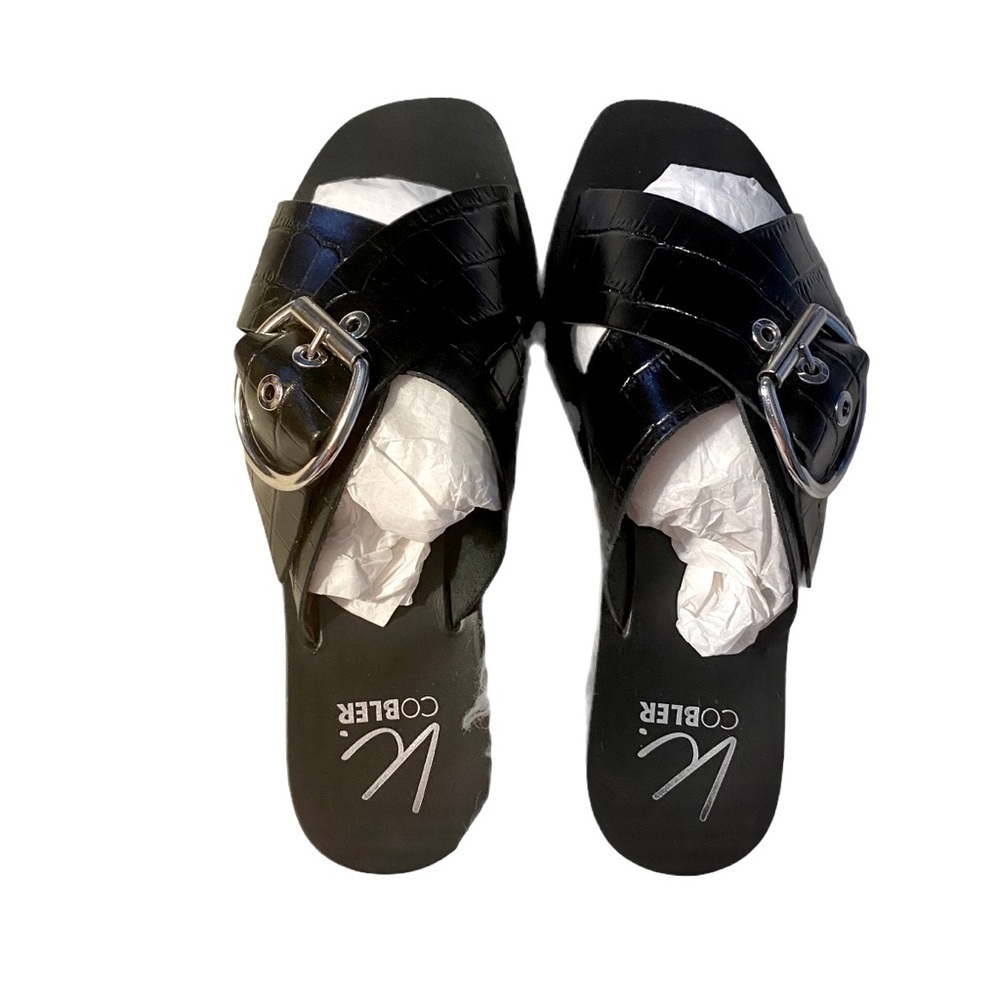 K.COBLER Women’s Leather Cross Buckle Slide Size 6 - Picture 6 of 6